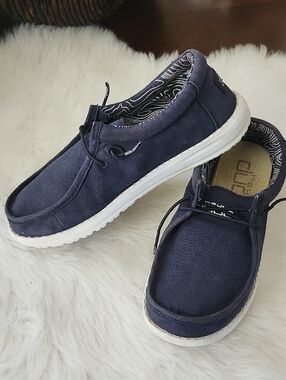 HEY DUDE Navy Casual Slip-On Canvas Shoes, 3-4